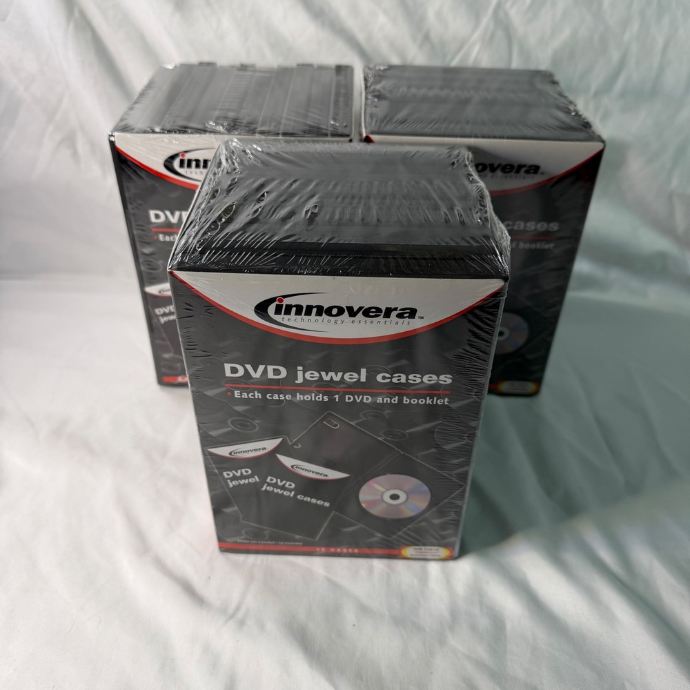 Innovera DVD Jewel Cases Black 10 Pack Lot of 3 Total 30 Cases New Sealed